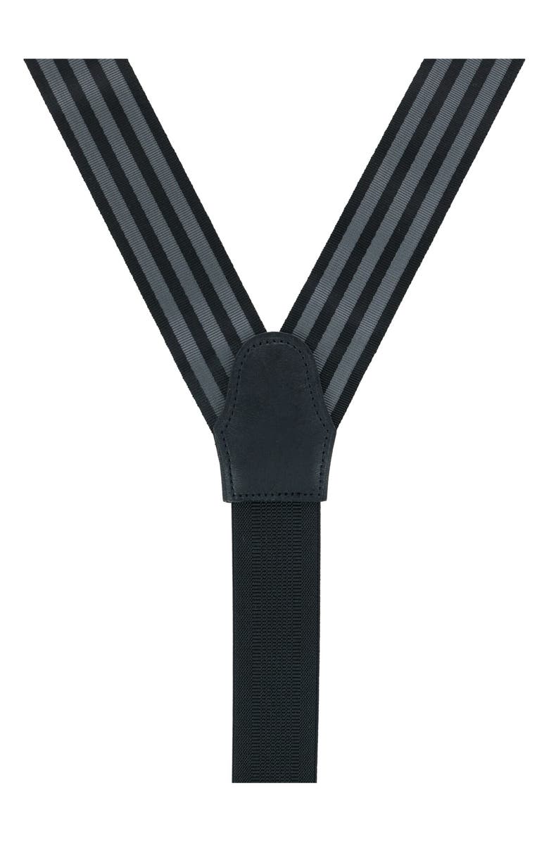 Trafalgar Astaire Grosgrain Stripe Silk Suspenders, Alternate, color, Black With Grey Stripe