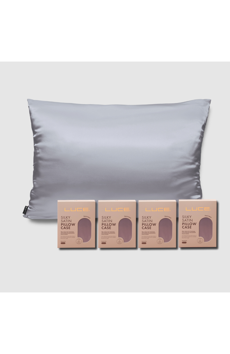 LUCE BEAUTY Silky Satin Pillowcase Bundle, Main, color, Grey