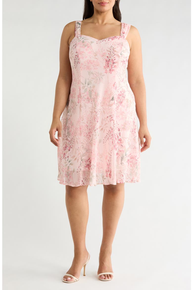 Floral Chiffon Dress & Lace Shrug Set, Alternate, color, SOFT CORAL