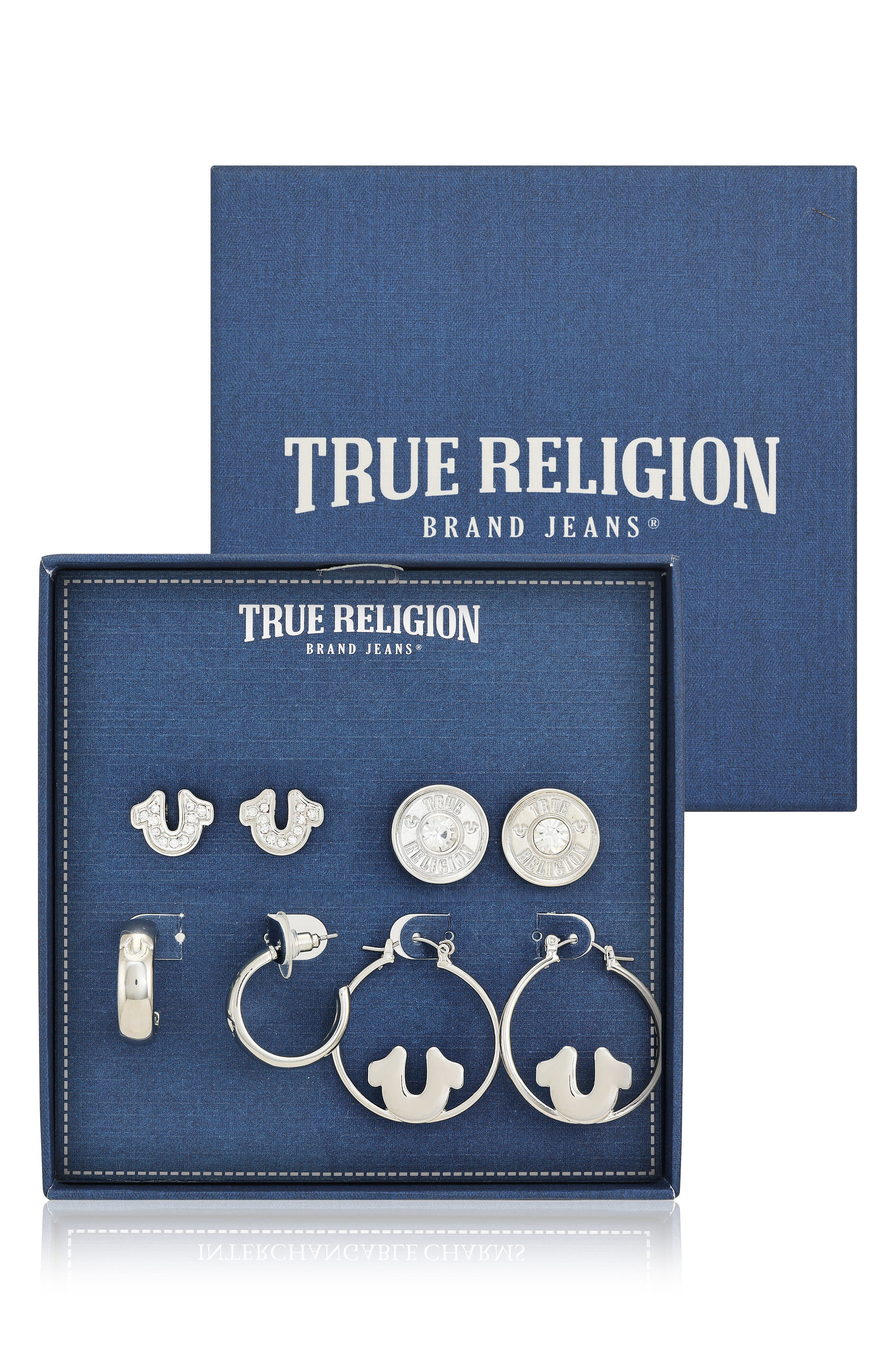 True Religion 4-Pack Assorted Stud & Hoop Earrings