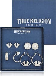 True Religion 4-Pack Assorted Stud & Hoop Earrings