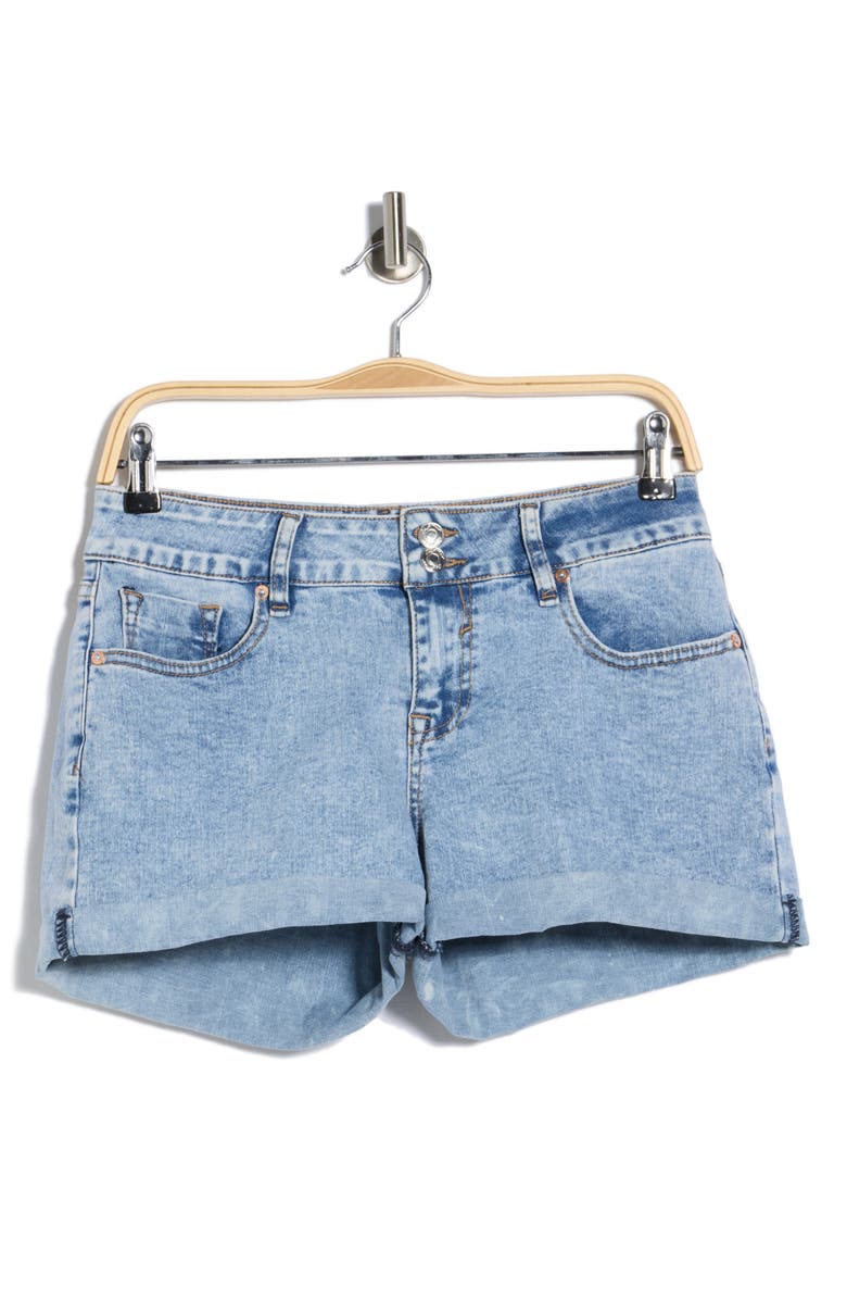 Vigoss Double Button Cuffed Denim Shorts, Main, color, Light Wash