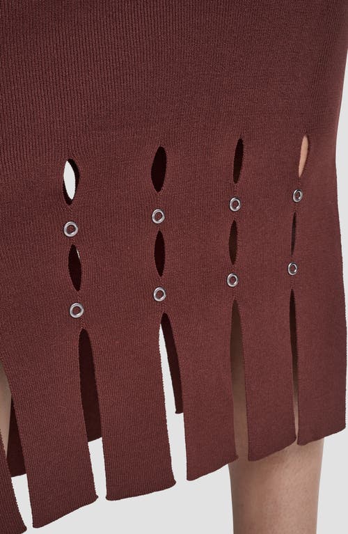 Dkny Sweater Midi Skirt With Gromme In Burgundy