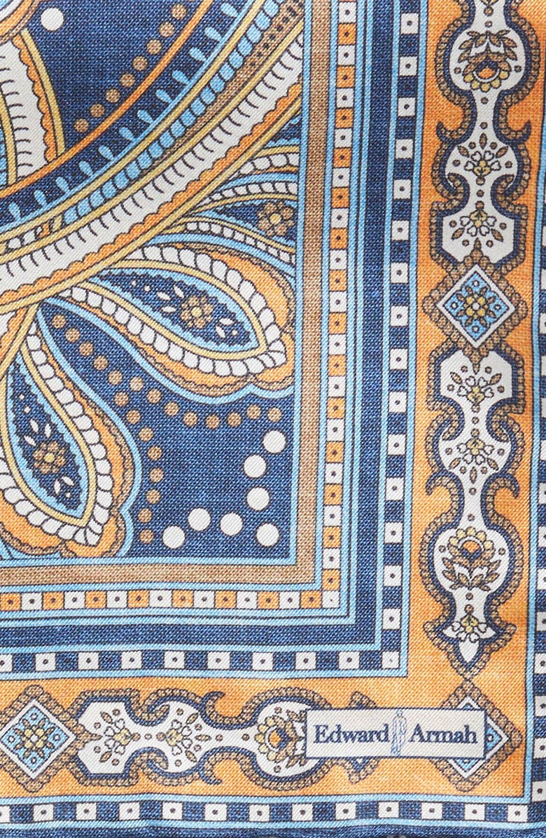 EDWARD ARMAH Persian Print Silk Pocket Square, Alternate, color, Denim
