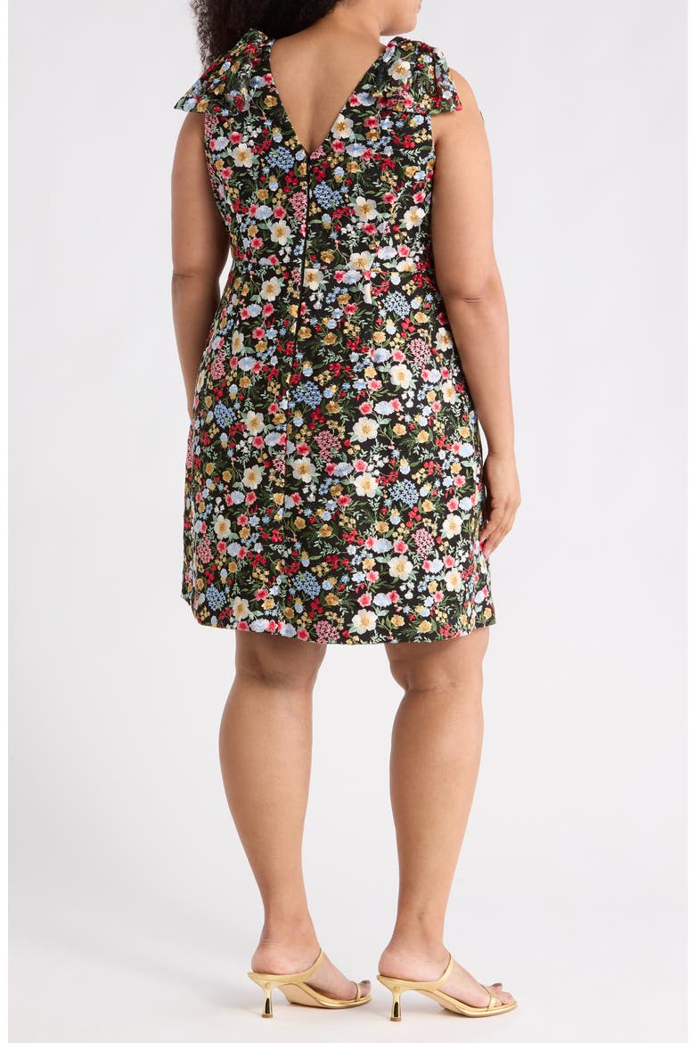Floral Embroidered Bow Shoulder Sleeveless Dress, Alternate, color, BLACK
