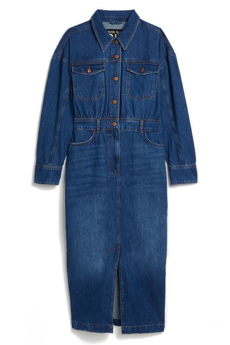Long Sleeve Denim Midi Dress, Alternate, color, MEDIUM DENIM