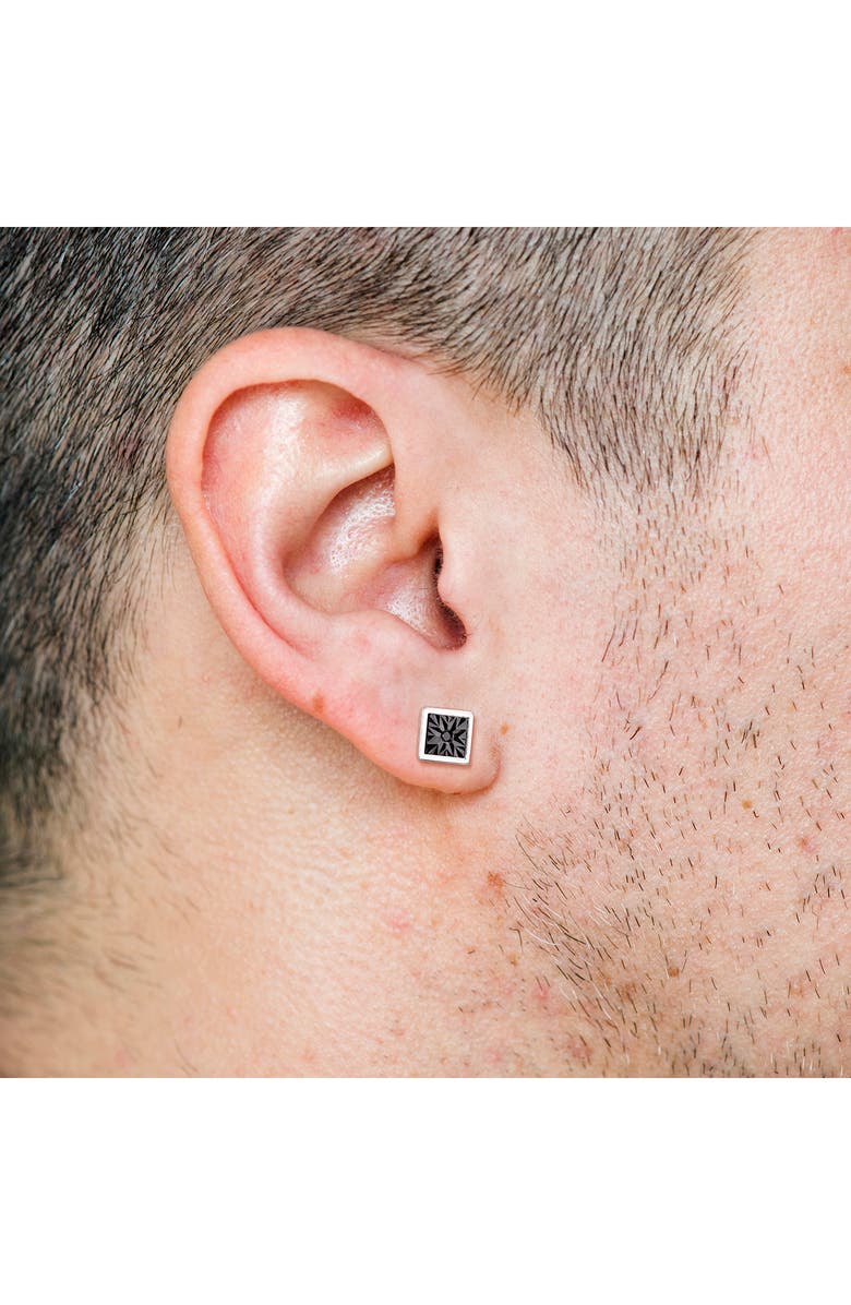 DELMAR Men's Sterling Silver Black Diamond Square Stud Earrings - 0.03 ctw., Alternate, color,