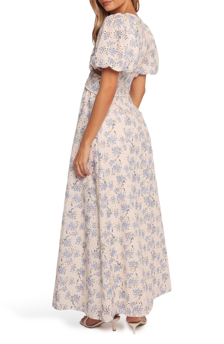 Petal & Pup Jemima Floral Eyelet Cutout Maxi Dress, Alternate, color, Blue Floral