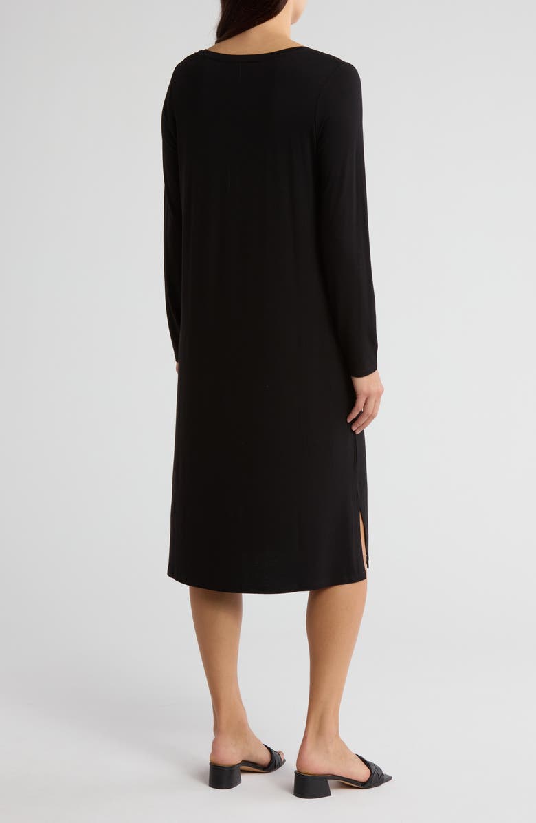Eileen Fisher V-Neck Long Sleeve Jersey Midi Dress, Alternate, color, 