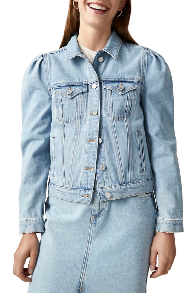 Amsterdam Blauw Organic Cotton Denim Trucker Jacket, Main, color, POWDER BLUE