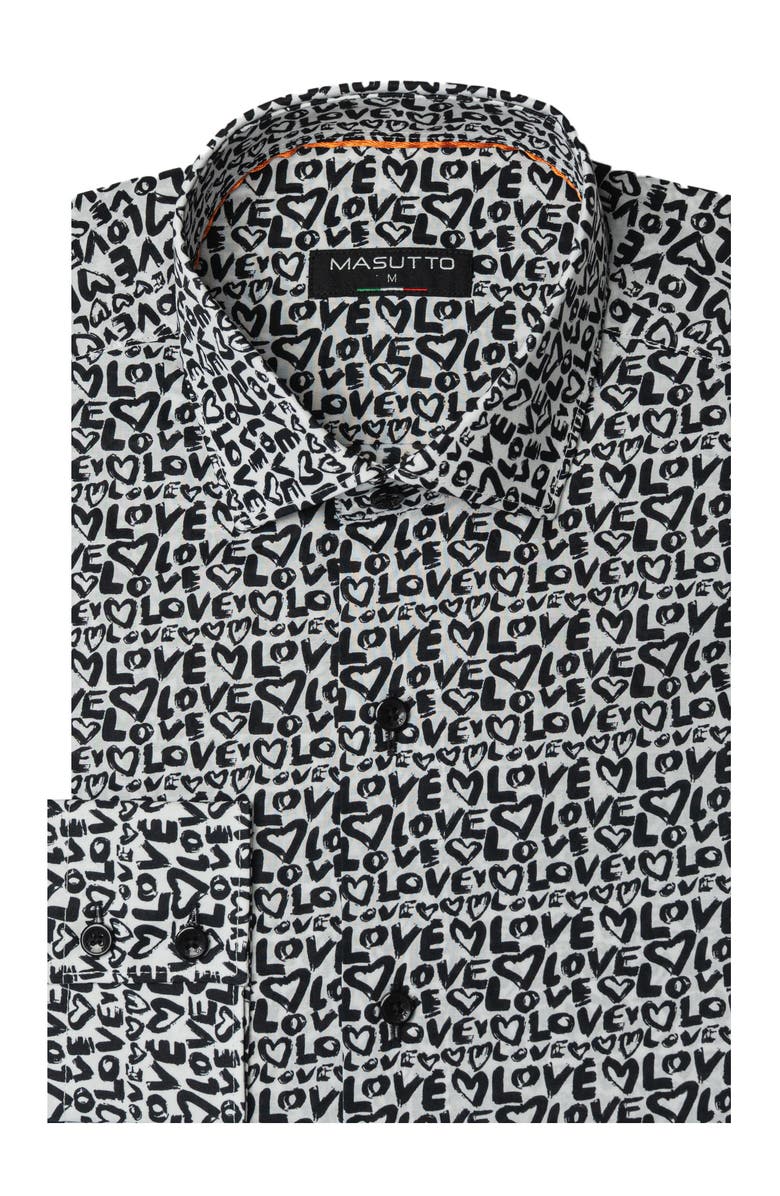 MASUTTO Bloom Print Button-Up Long Sleeve Shirt, Main, color, Black