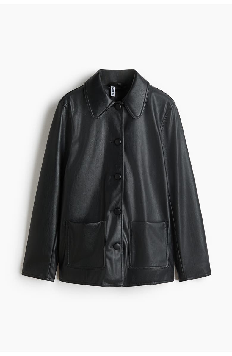 H&M Coated car coat, Alternate, color, Black