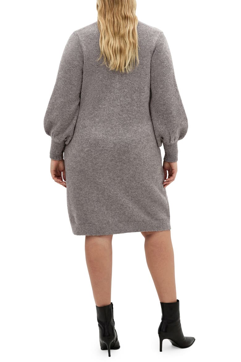 Eleni Button Front Long Sleeve Sweater Dress, Alternate, color, CHARCOAL MARL