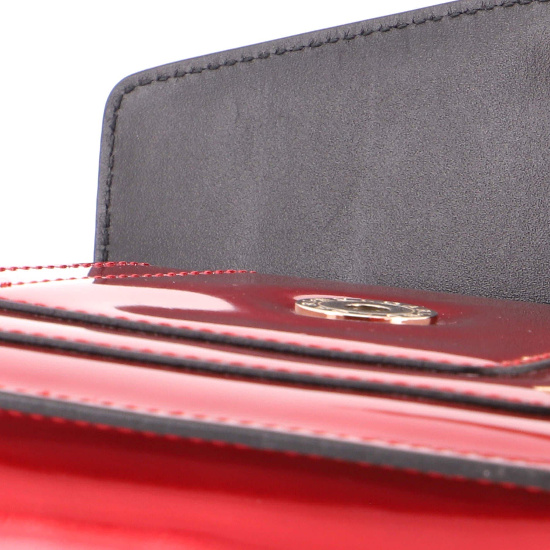 Serpenti Forever Square Shoulder Bag Metallic Leather Small, Alternate, color, Red