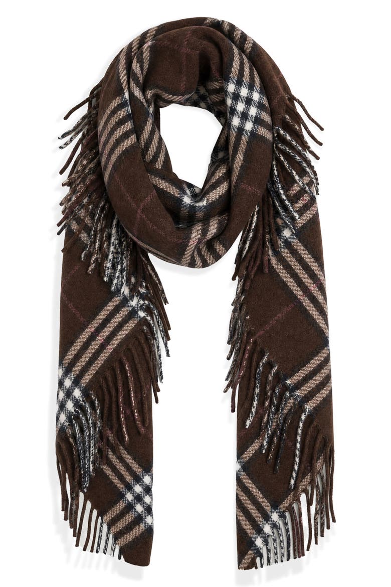 Plaid Scarf, Alternate, color, BROWN