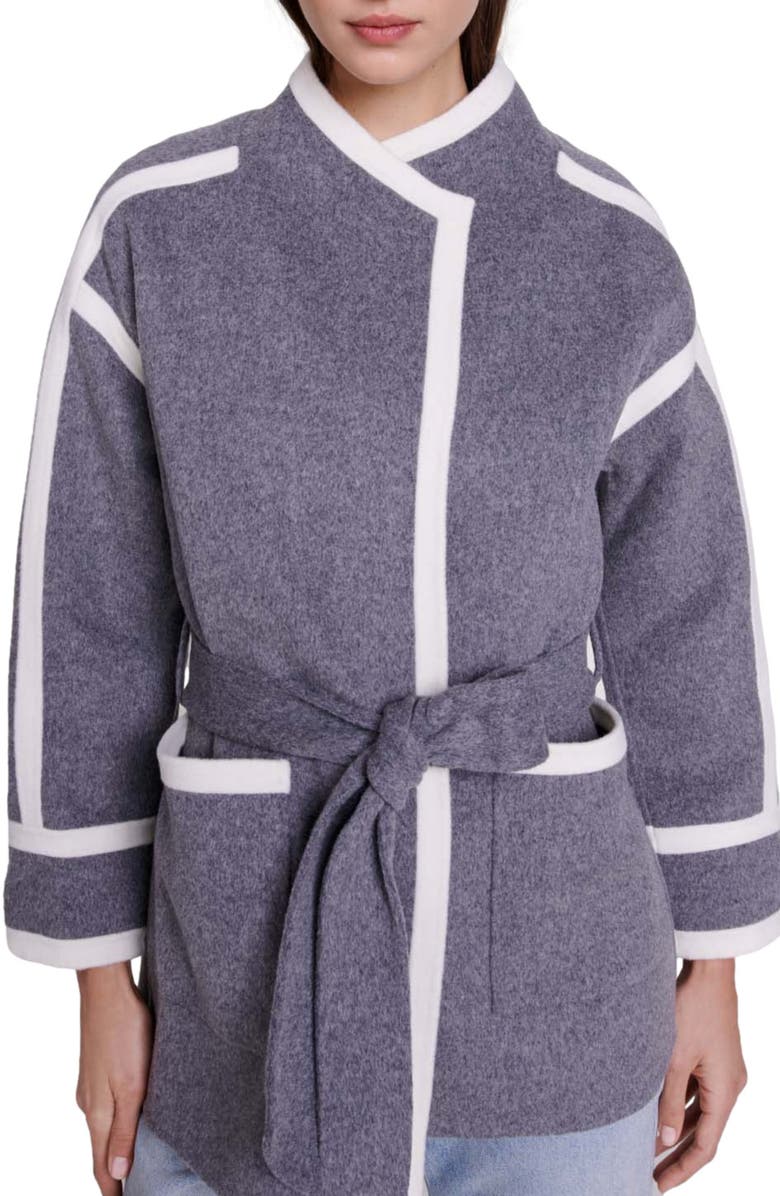 maje Short two-tone coat, Alternate, color, 