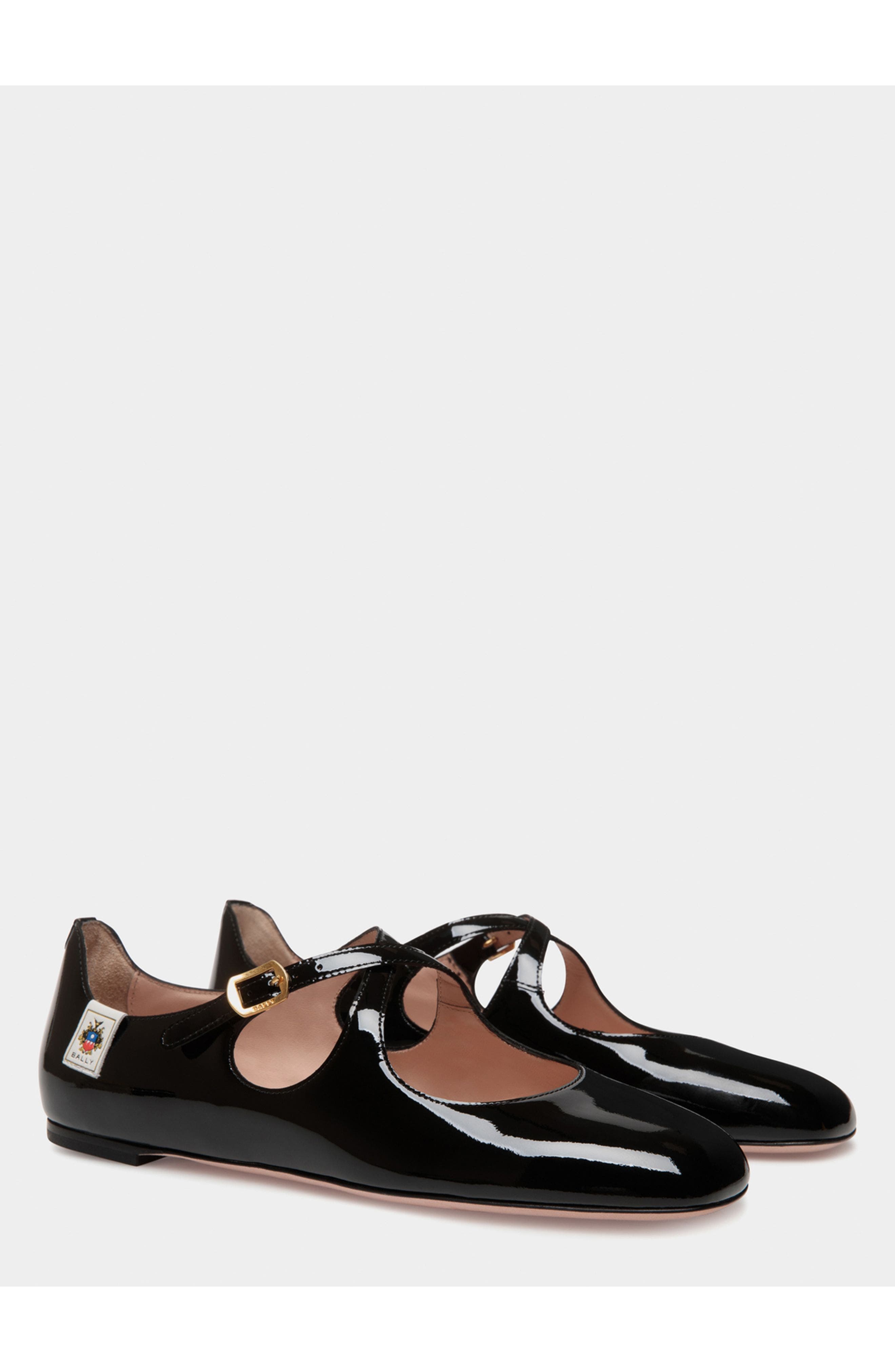 Bally rina Flat In Andorra Patent Leather, Alternate, color, Black