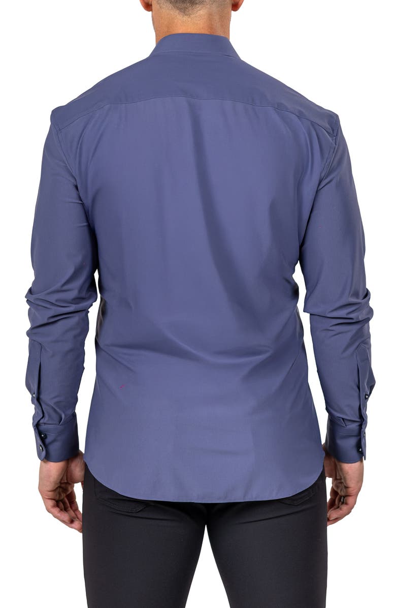 Maceoo Eins Shaped Fit Marthy3011 Blue Knit Button-Up Shirt, Alternate, color, 