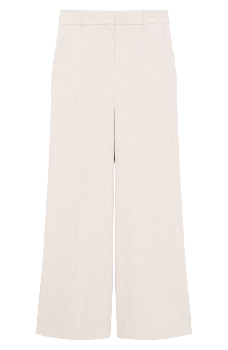 Theory Stripe Stretch Cotton & Linen Wide Leg Pants, Alternate, color, Sand Multi
