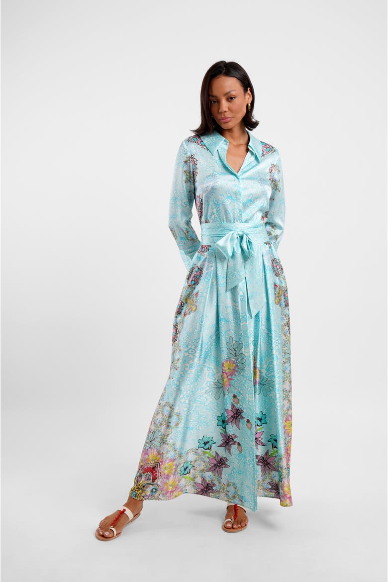 Belted Maxi Shirt Dress - "Floral Medley", Alternate, color, Flora Medley