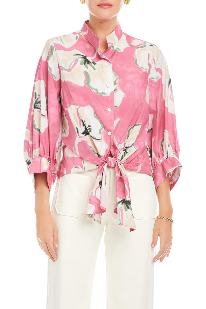 Sawyer Tie Front Top, Main, color, FLORAL PRINT