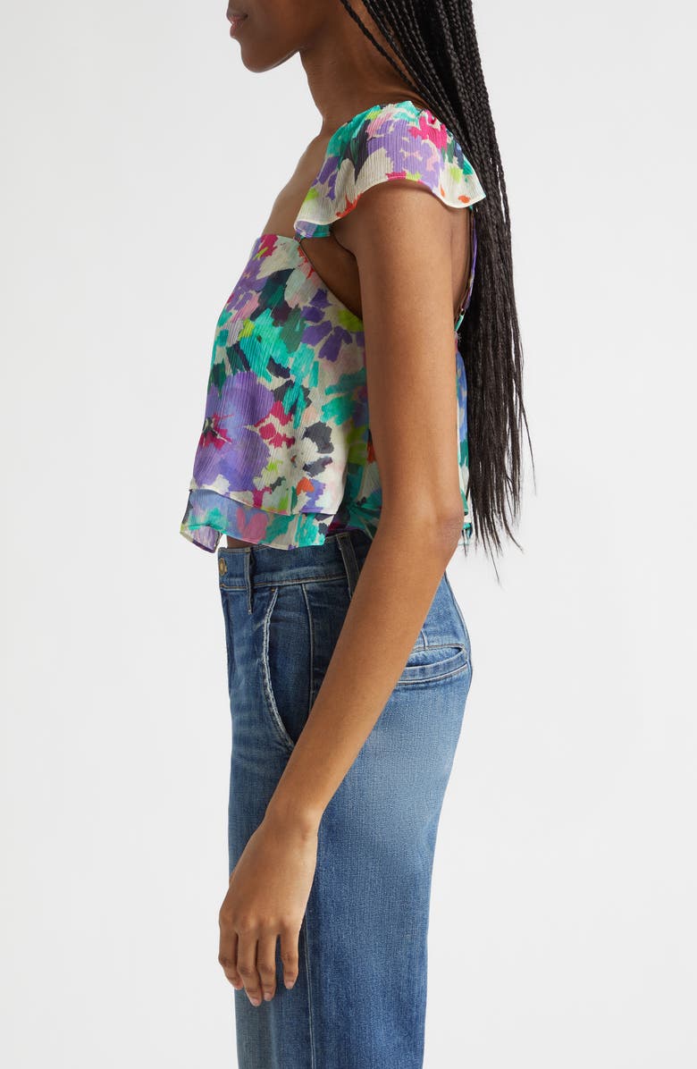 Ramy Brook Emery Floral Silk Top, Alternate, color, Capri Garden