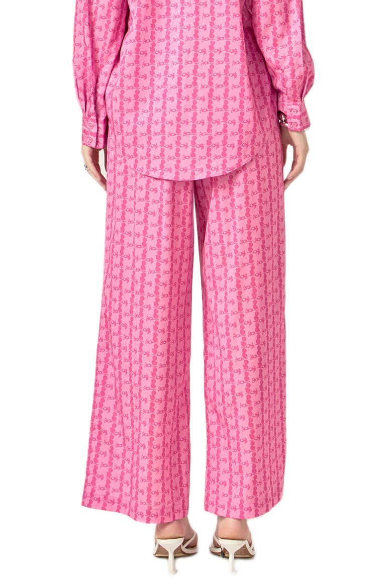 Leaf Print Wide Leg Pants, Alternate, color, PINK
