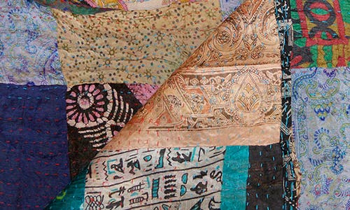 Taj Hotel Kantha Silk Throw Blanket In Multi 7