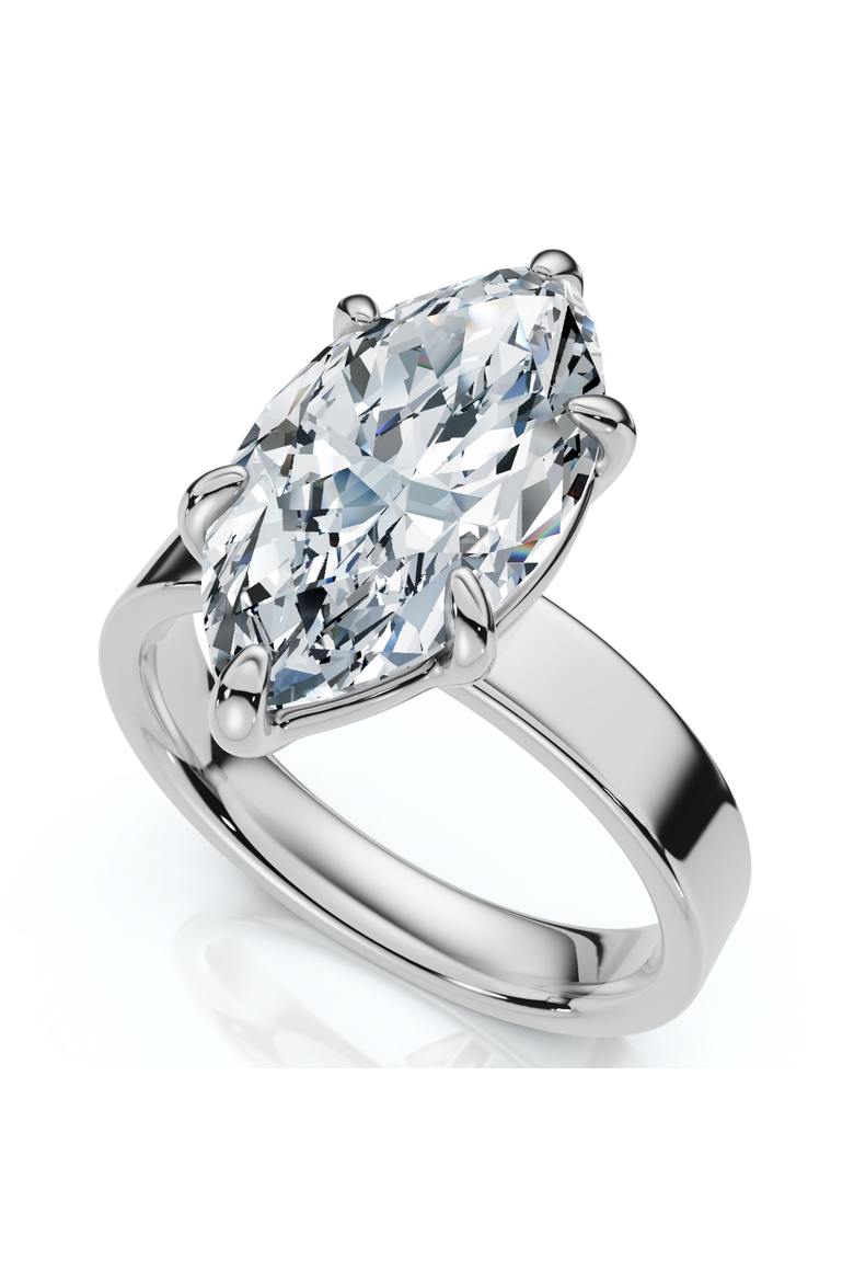 Certified 2Ct Marquise Cut Flat Cigar Band Engagement Ring 14k Gold Lab Grown, Alternate, color, 14k White Gold