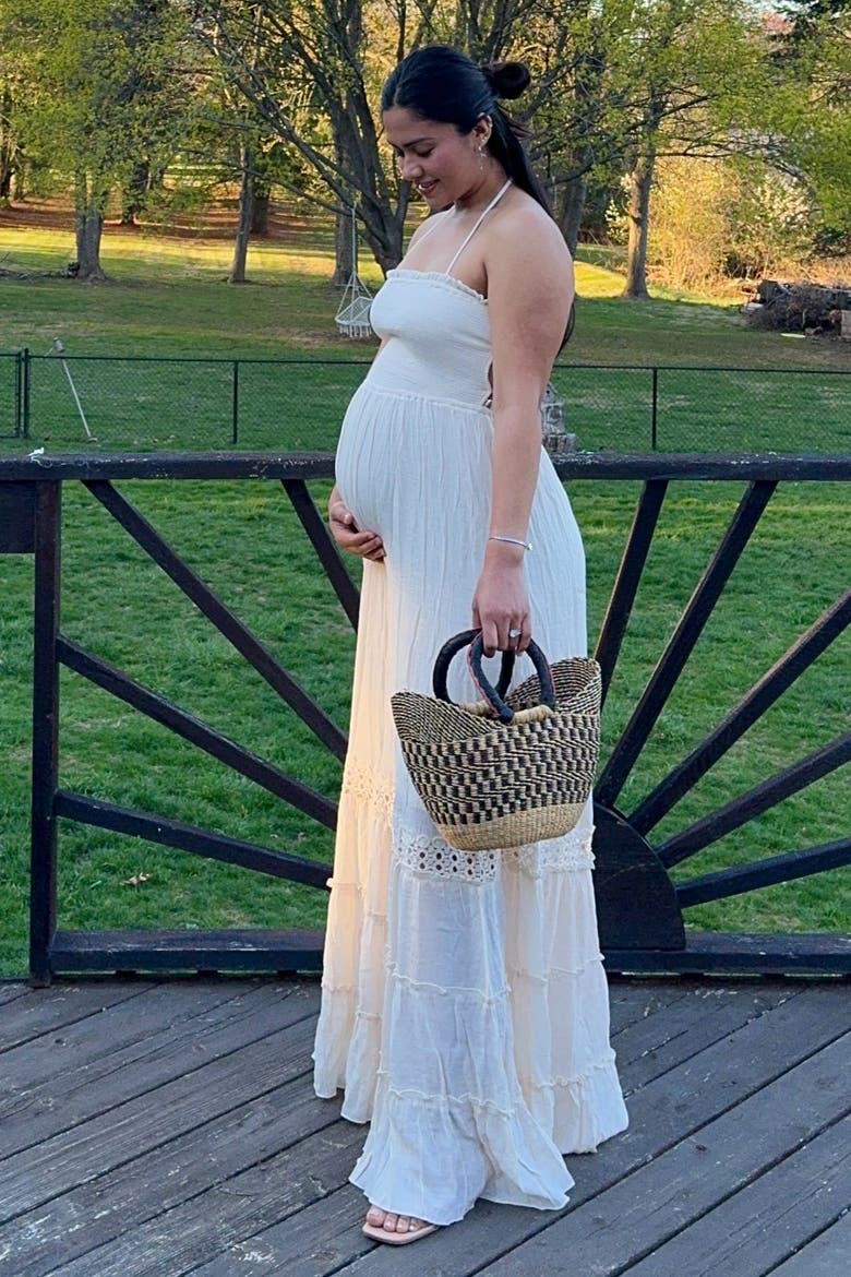 Smocked Open Back Maxi Dress, Alternate, color, Cream