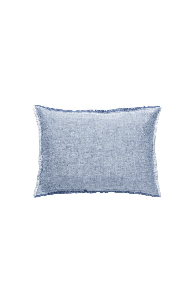 Anaya Soft Fringe Linen Pillow Cover Only, Alternate, color, Chambray Blue