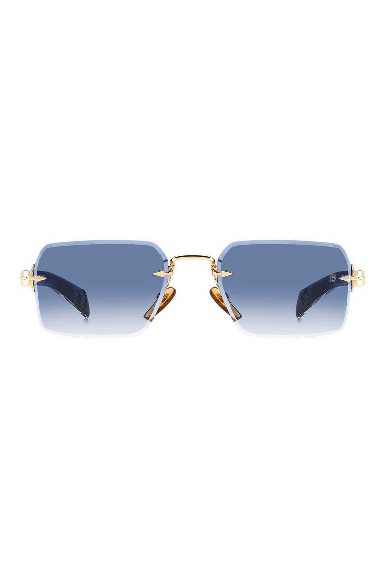 56mm Rimless Rectangular Sunglasses, Main, color, GOLD BLACK
