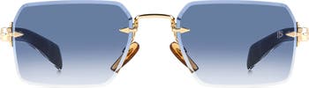 56mm Rimless Rectangular Sunglasses