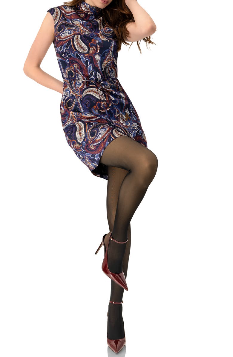 IVONNE Short Off-Shoulder Paisley Print Dress, Alternate, color, Multi-Brown