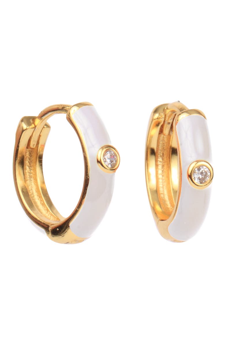 Color Shout Enamel Huggie Hoops, Main, color, White