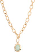 NORDSTROM RACK Bezel Stone Pendant Chain Necklace