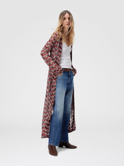 Missoni Long Cardigan In Embroidered Lace In Red