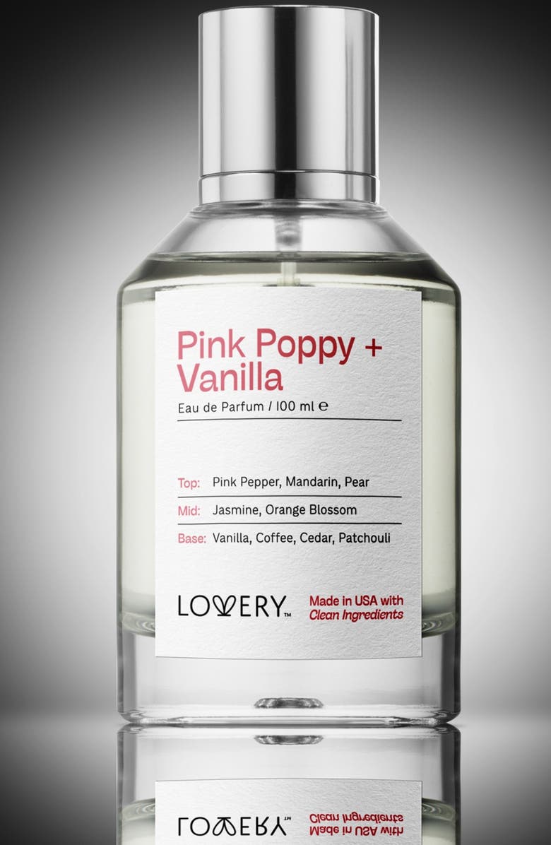 Lovery Pink Poppy and Vanilla Eau de Parfum Spray, Made in USA 3.4 oz, Alternate, color, Silver, White, Cream, Black