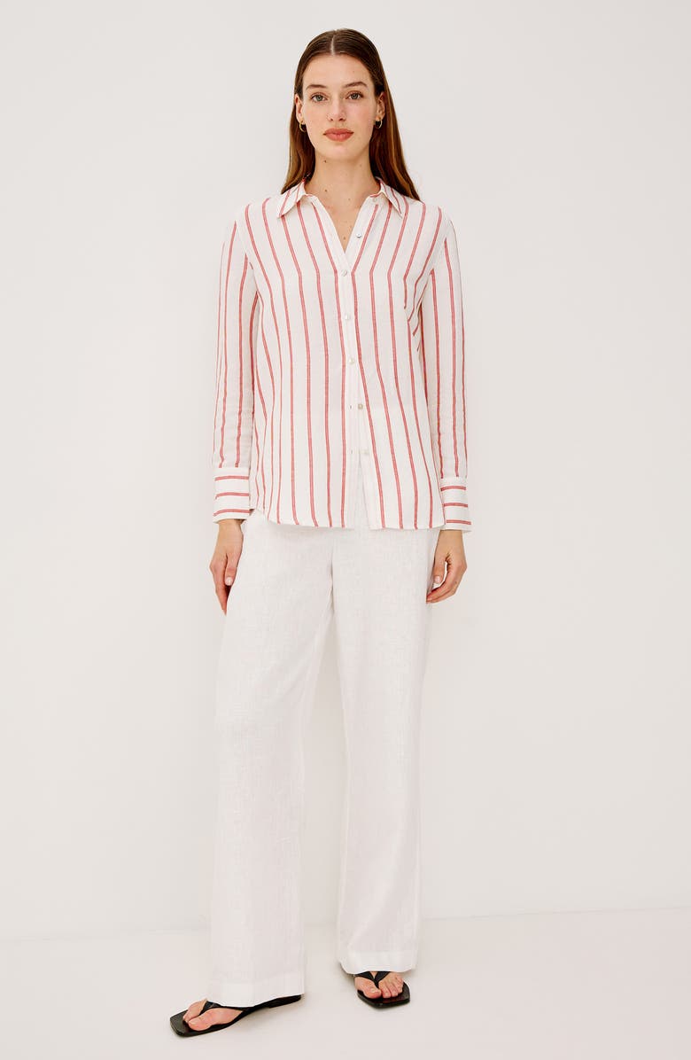 Rails Knox Linen Blend Button-Up Shirt, Alternate, color, Scarlet Ivory Stripe