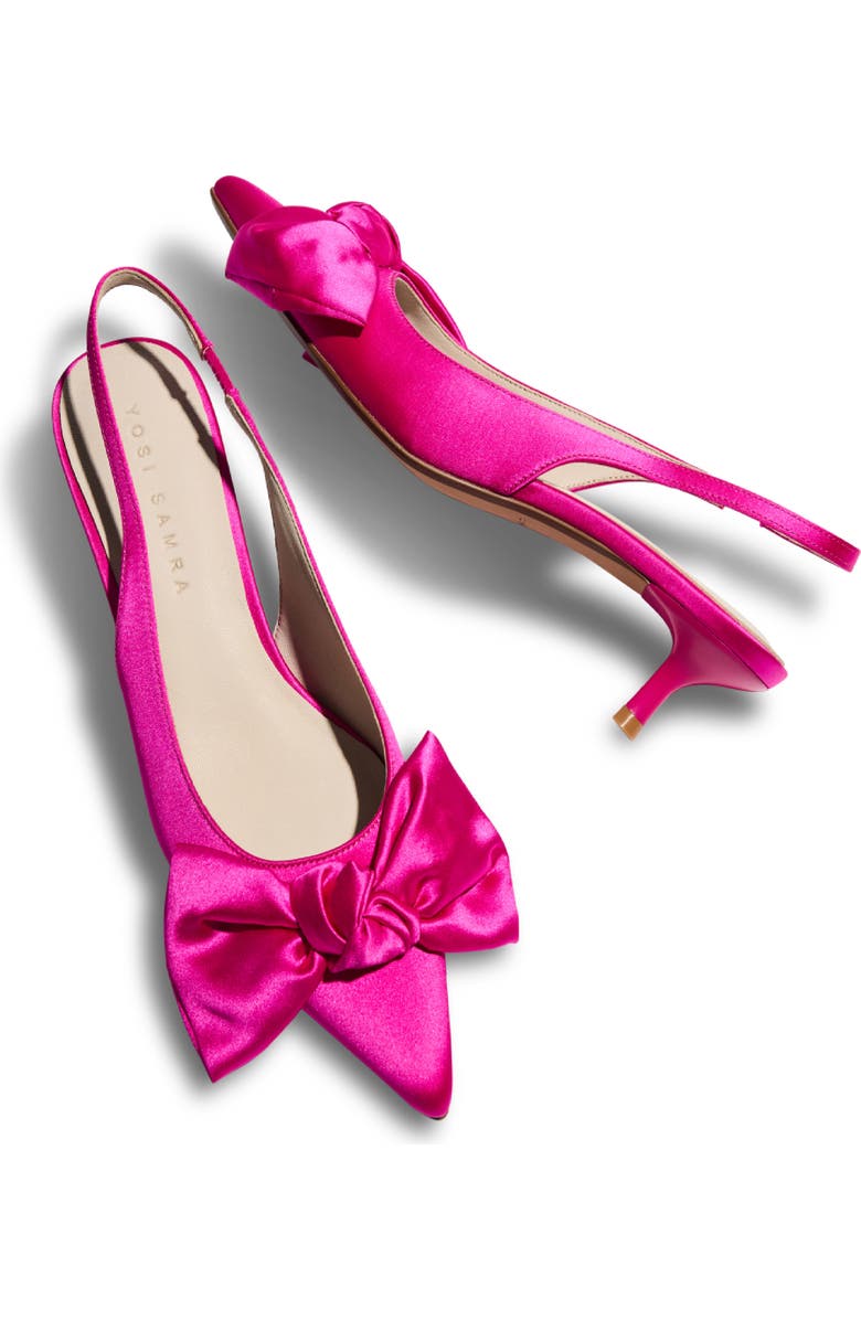 Yosi Samra Elise Slingback Pointed Toe Kitten Heel Pump, Alternate, color, Fuchsia