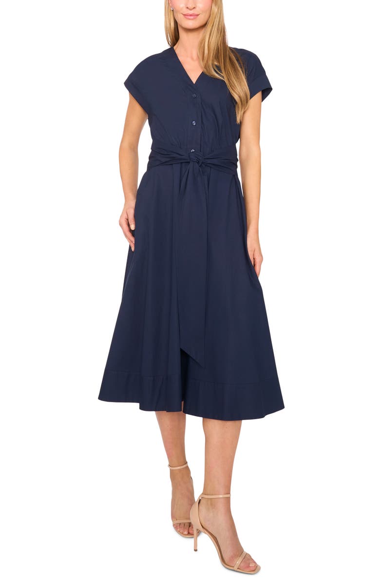 Halogen<sup>®</sup> Tie Front A-Line Dress, Main, color, Baritone Blue