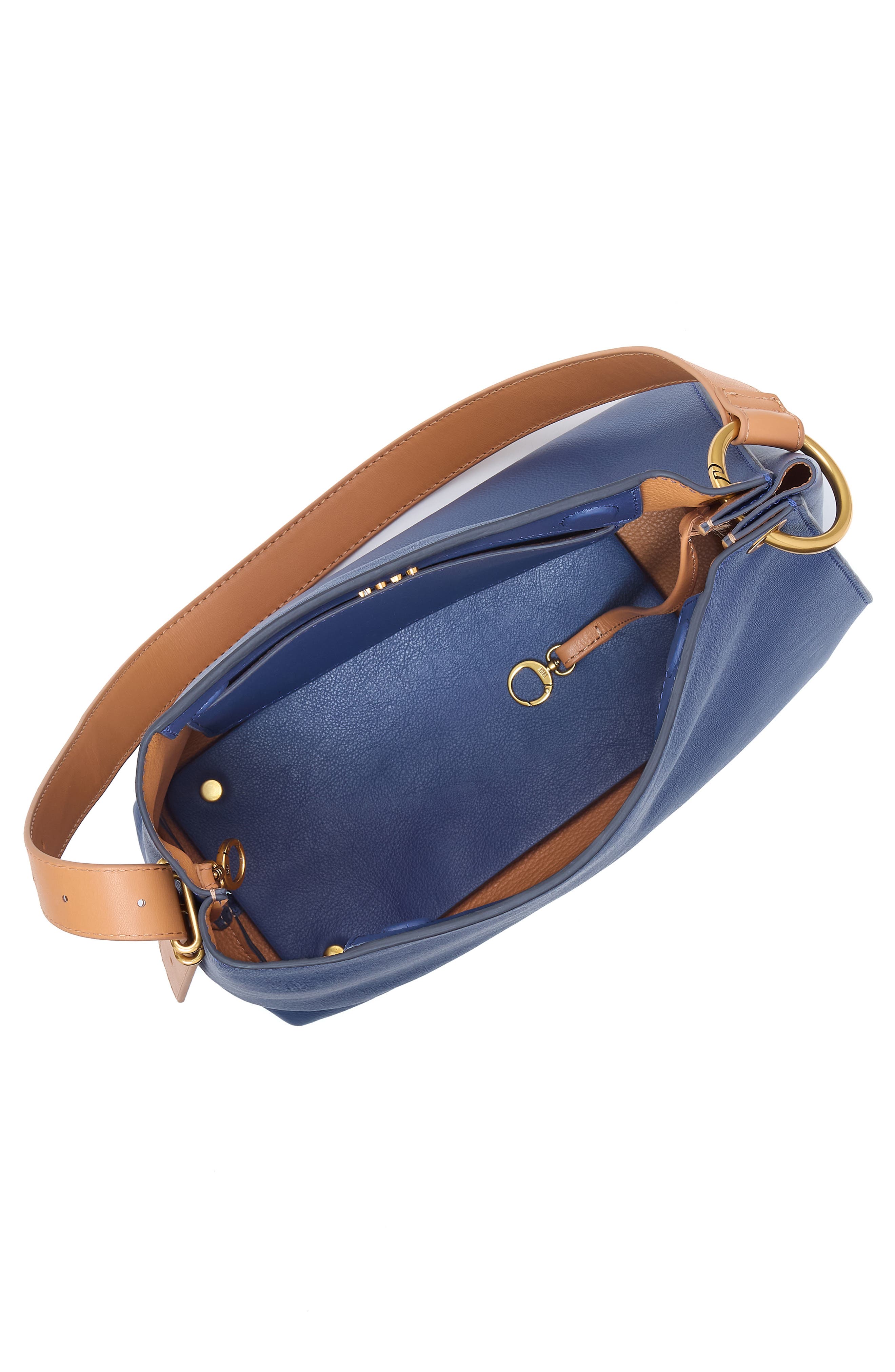 Rayna Leather Shoulder Bag, Alternate, color, NAVY HORIZON