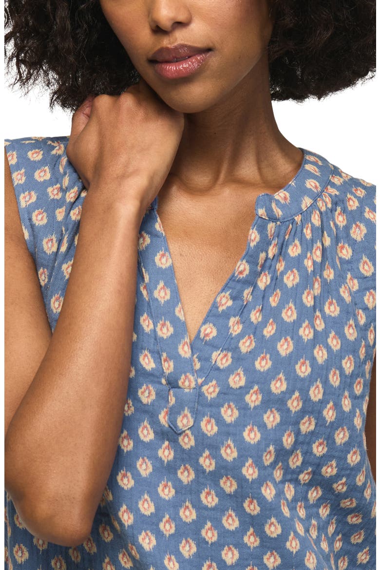 Ikat Print Sleeveless Gauze Top, Alternate, color, NAVY IKAT