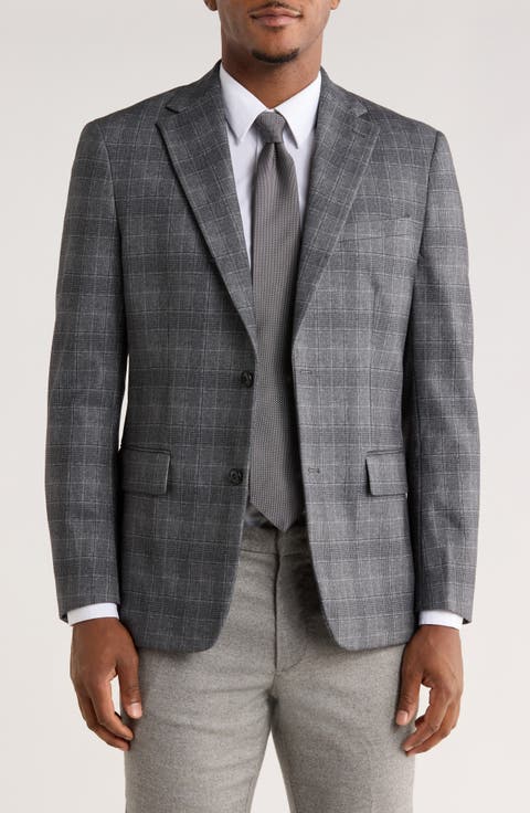 Slim Fit Plaid Stretch Knit Blazer