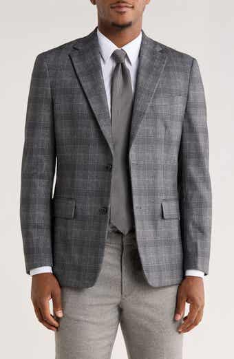 Duchamp Slim Fit Plaid Stretch Knit Blazer