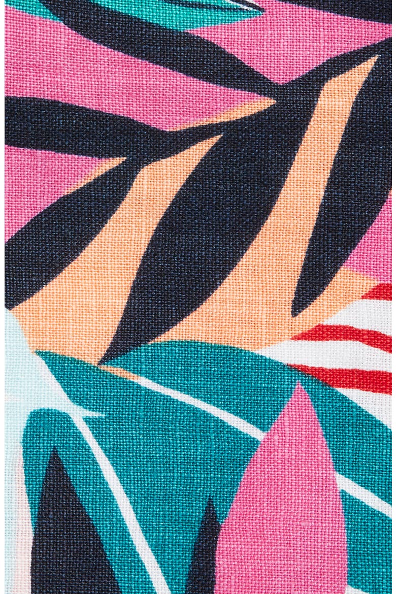 Floral Linen Pocket Square, Alternate, color, TEAL