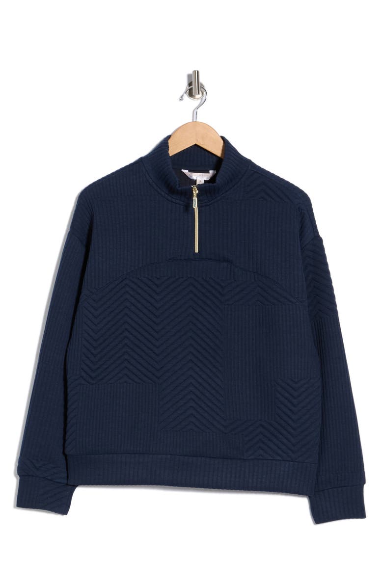 Nanette Lepore Play Quilted Quarter Zip Pullover, Alternate, color, Dark Sapphire