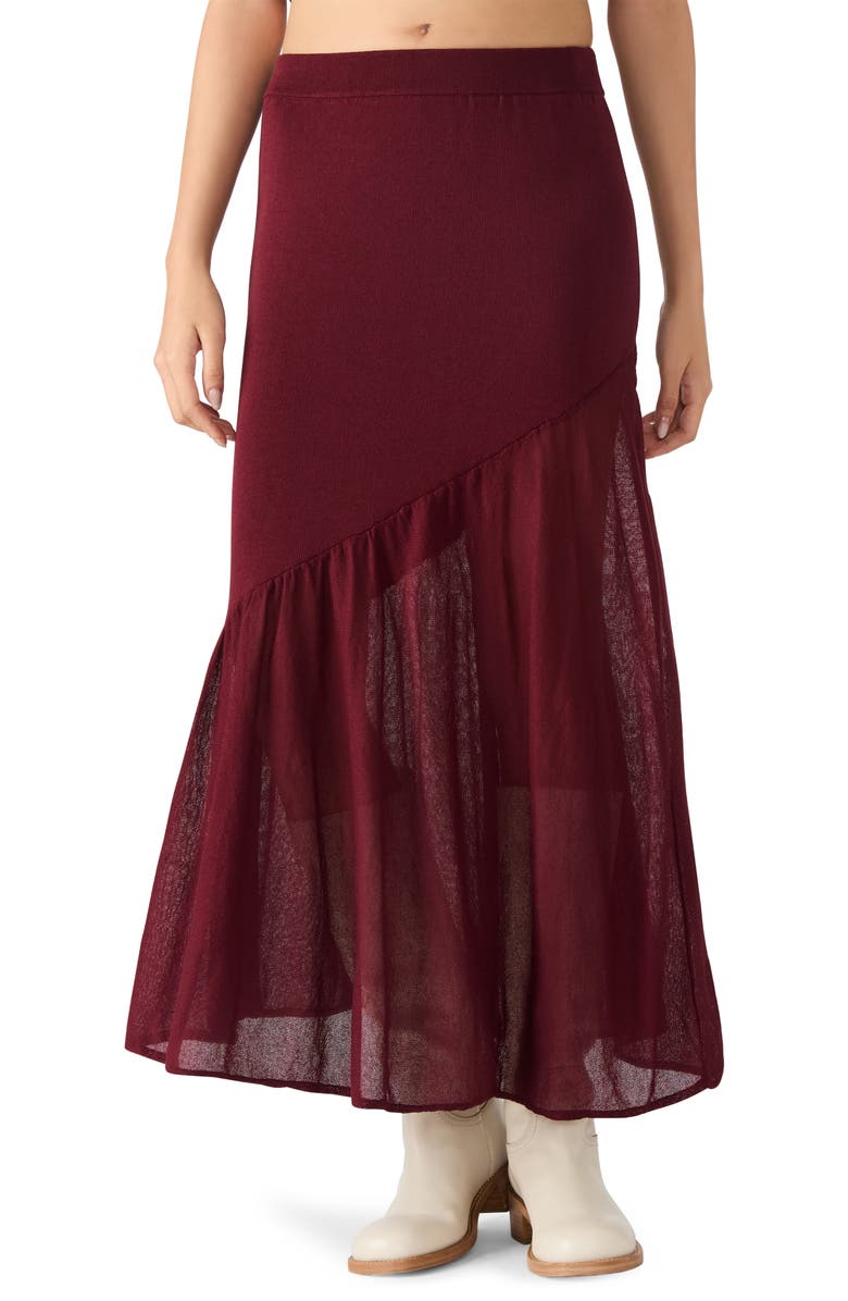 Steve Madden Aneira Asymmetric Knit Maxi Skirt, Main, color, Wine