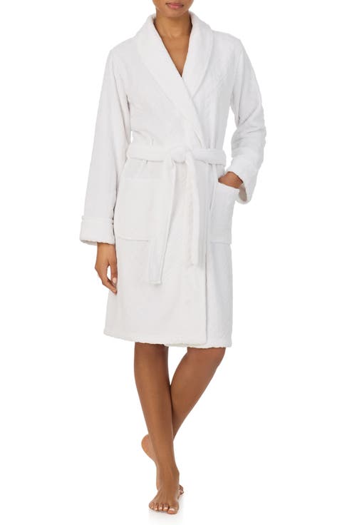 Embroidered Monogram Jacquard Fleece Robe