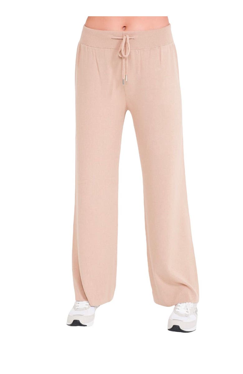Accouchée Effortless Elegance Set with Rib Side Zip Long Sleeve Top & Lounge Pants, Alternate, color, Beige